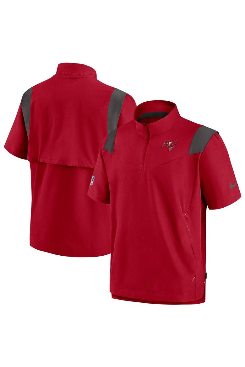 Men's Nike Red Tampa Bay Buccaneers Sideline Coaches Short Sleeve Quarter-Zip Jacket, Main, color, Red