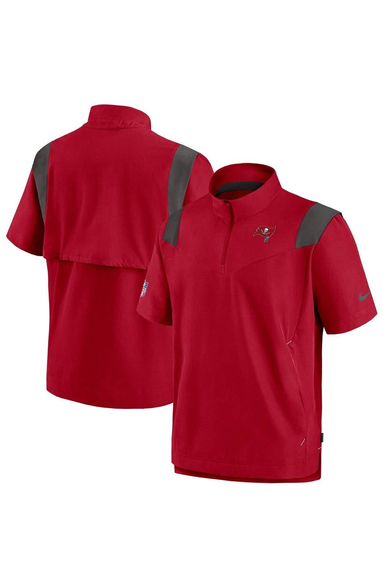 Nike Men's Nike Red Tampa Bay Buccaneers Sideline Coaches Short Sleeve Quarter-Zip Jacket, Main, color,