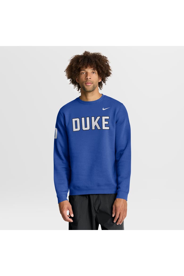 Men's Nike Royal Duke Blue Devils 2026 Sideline Club Sweatshirt, Main, color, Royal
