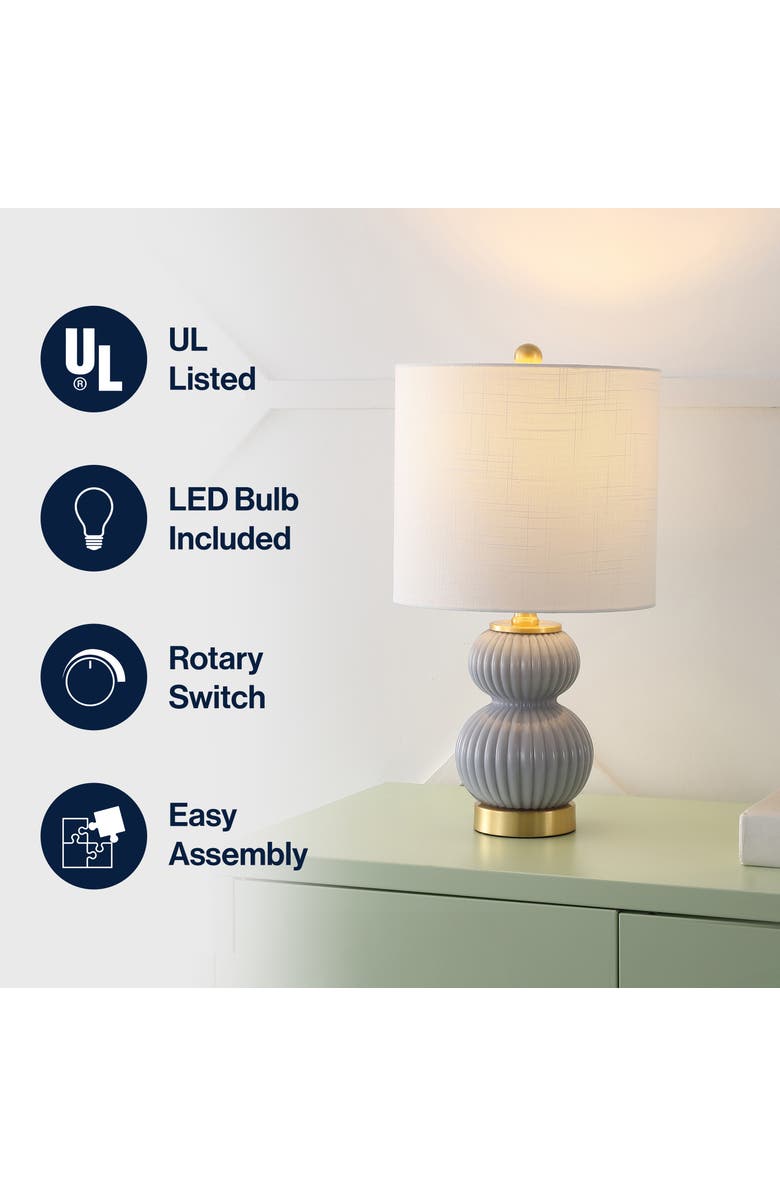 JONATHAN Y Daphne Ribbed Metal/Glass LED Table Lamp, Alternate, color, Gray