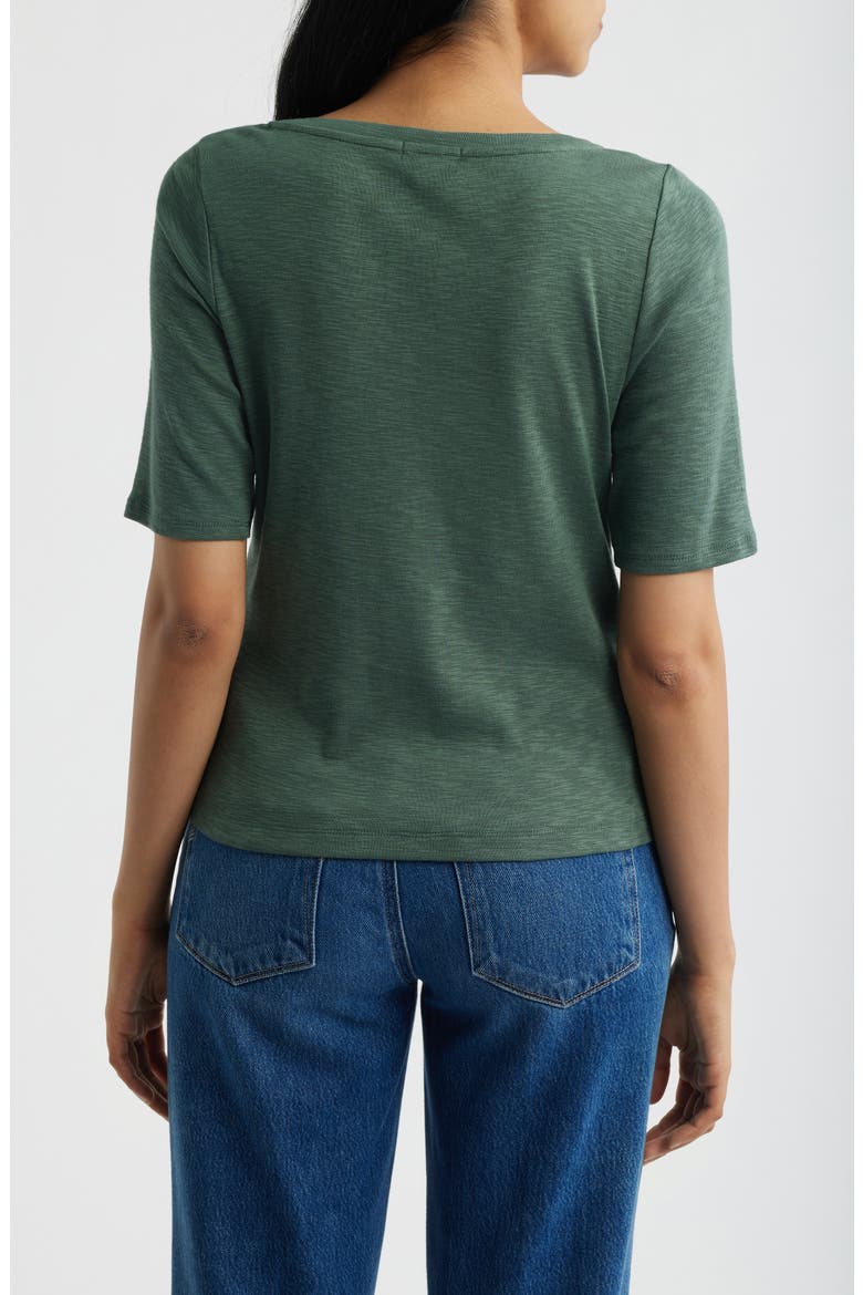 Elbow Sleeve Notch Neck T-Shirt, Alternate, color, PALM