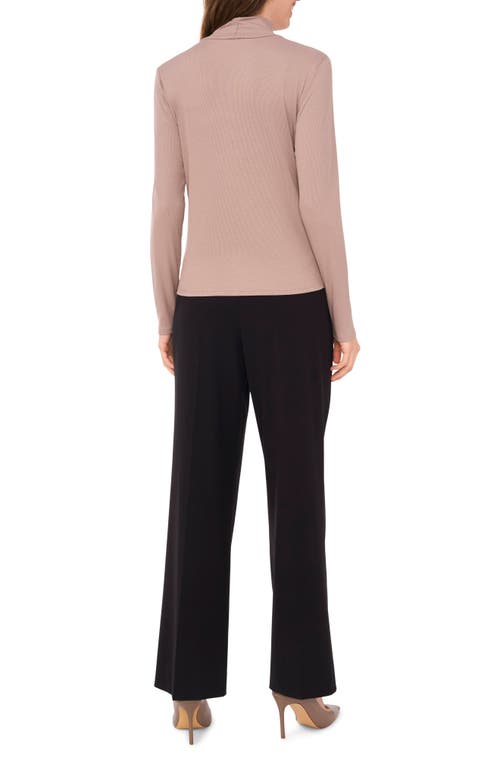 Halogen ® Ribbed Mock Neck Top In Warm Ash Brown