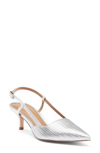 Nordstrom Rack Palmer Singback Pump In Silver Metallic