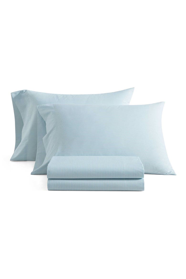 Stripe Cotton Sheet Set, Main, color, WHITE / WINTER BLUE