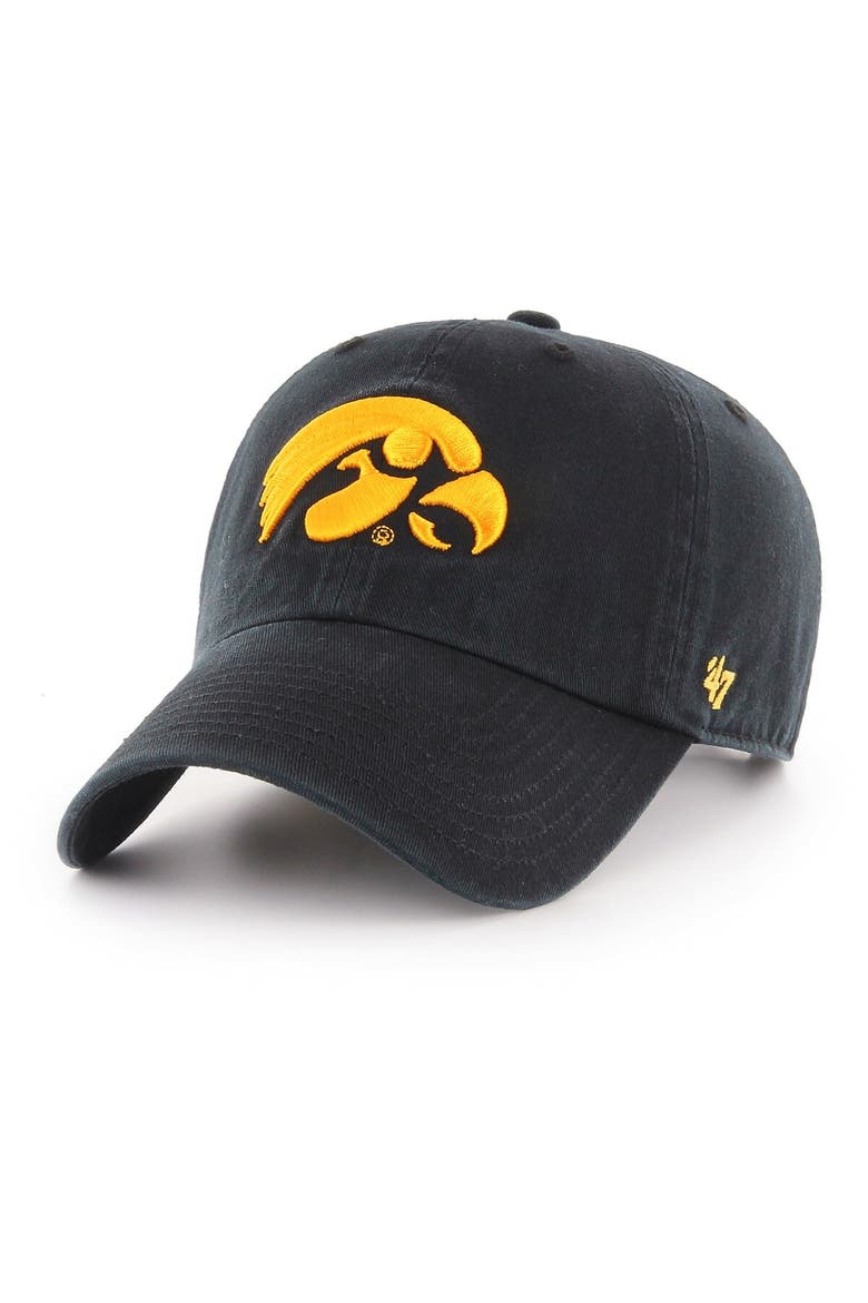 Men's '47 Black Iowa Hawkeyes Clean Up Adjustable Hat, Main, color, Black