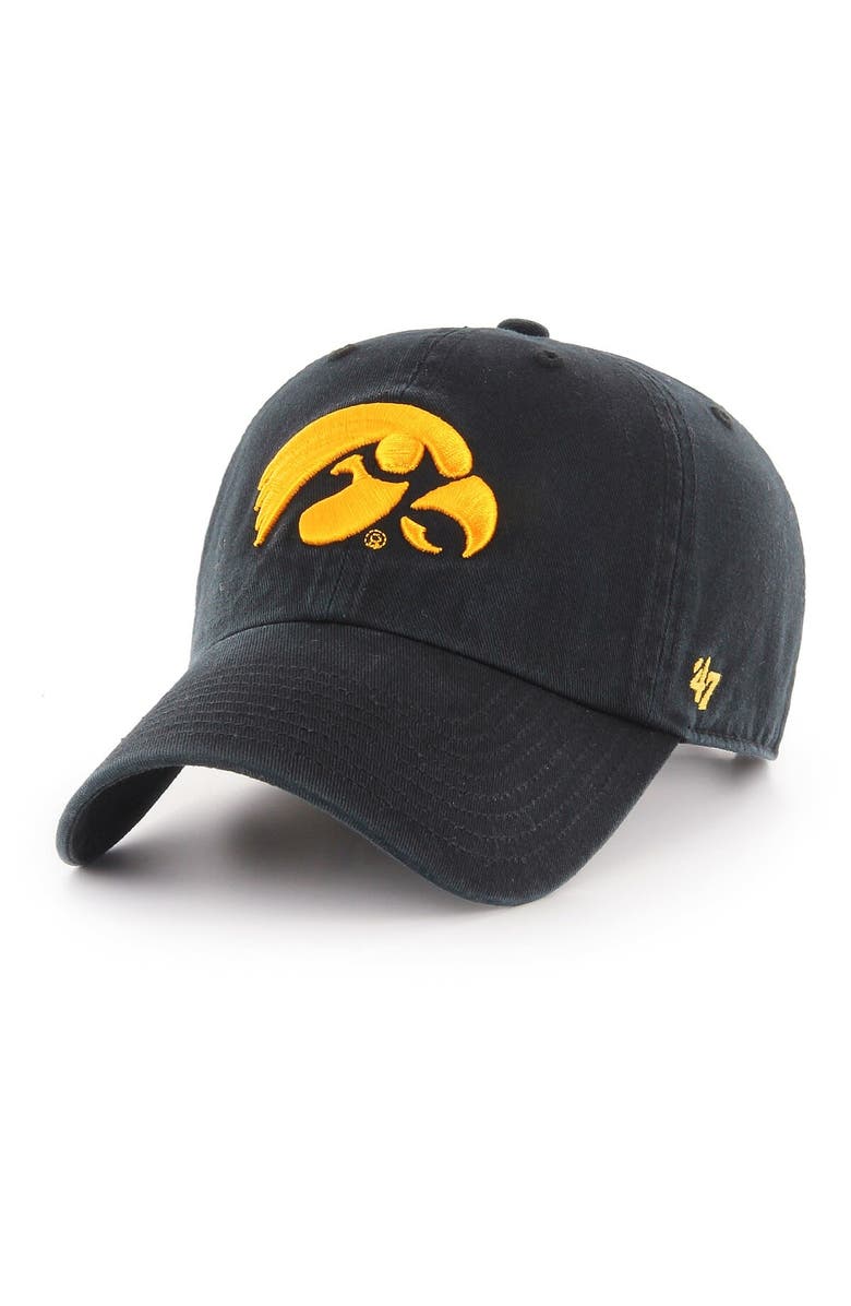 '47 Men's '47 Black Iowa Hawkeyes Clean Up Adjustable Hat, Main, color, Black