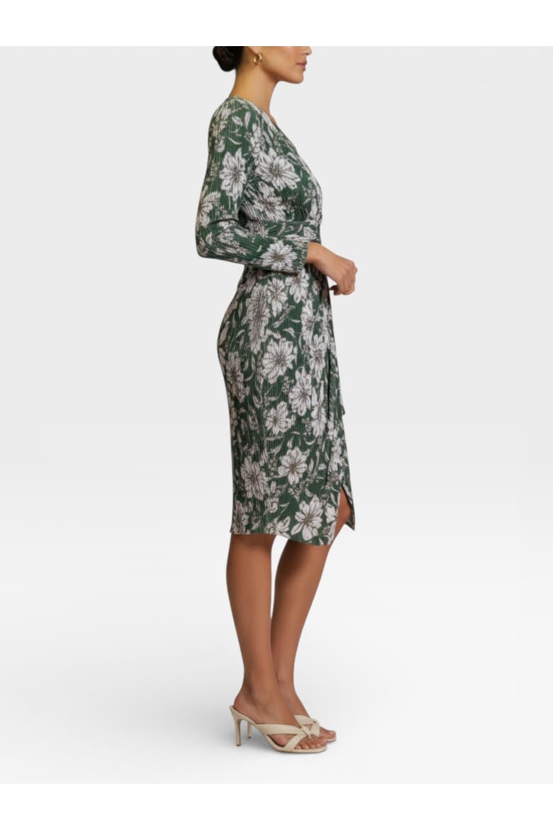 Printed Sylvia Wrap Midi Dress, Alternate, color, Spruce Bloom