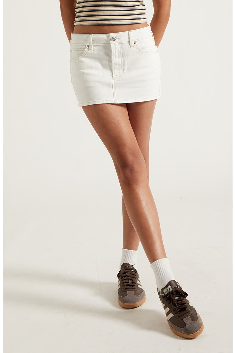 Piper Mid Rise Denim Miniskirt, Main, color, WHITE
