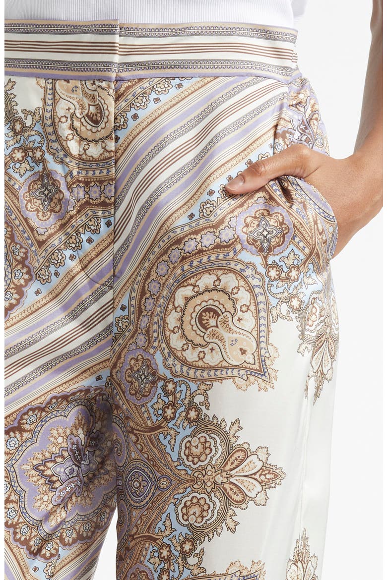 Grigore Paisley Print Wide Leg Silk Pants, Alternate, color, STONE KHAKI MULTI