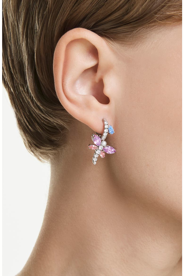 x Ariana Grande Multicolor Crystal Drop Huggie Hoop Earrings, Alternate, color, SILVER/ MULTI