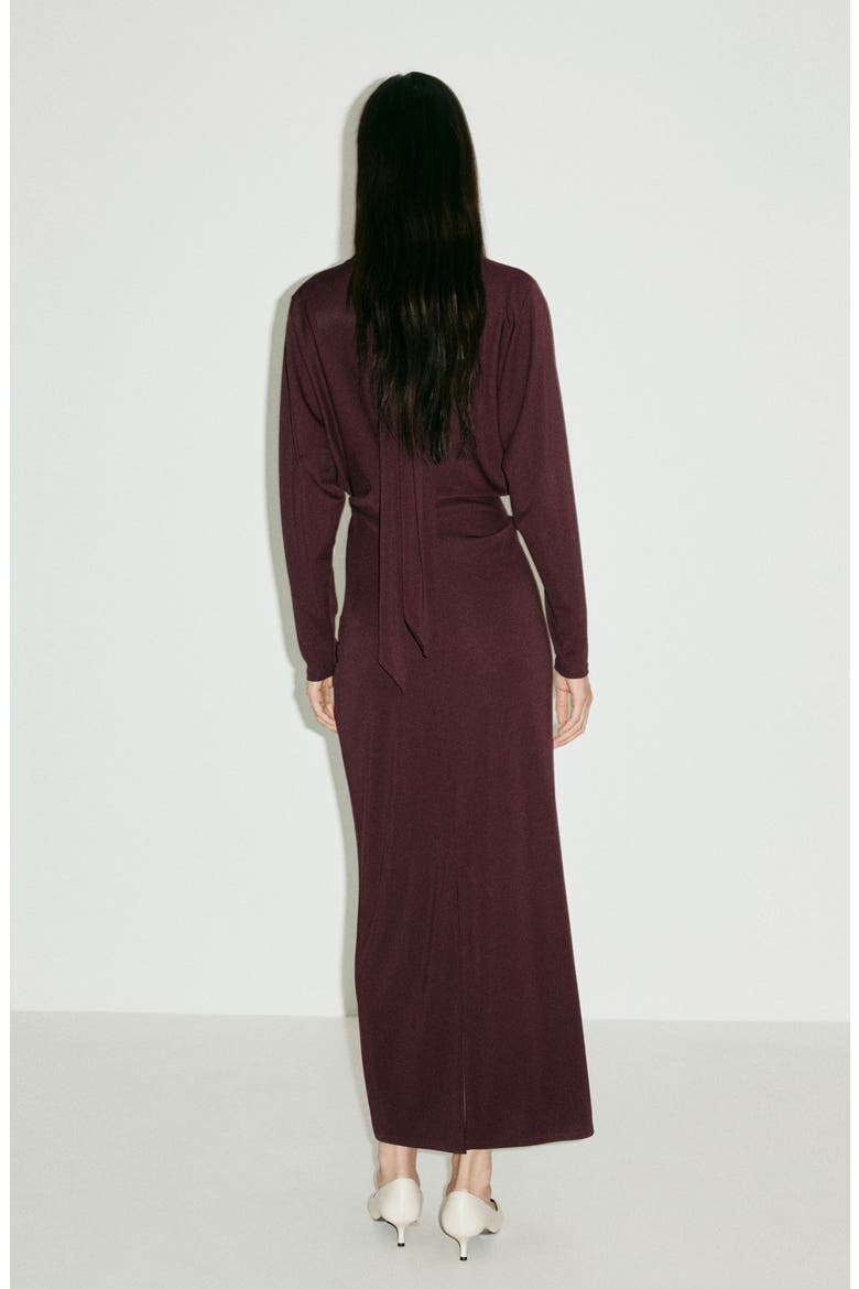 Ruched Long Sleeve Dress, Alternate, color, BURGUNDY