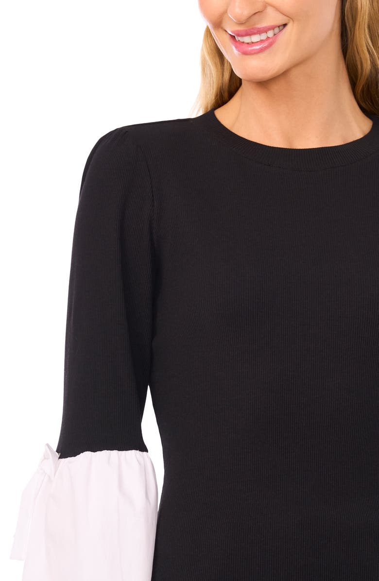 CeCe Mixed Media Layered Look Sweater, Alternate, color, 