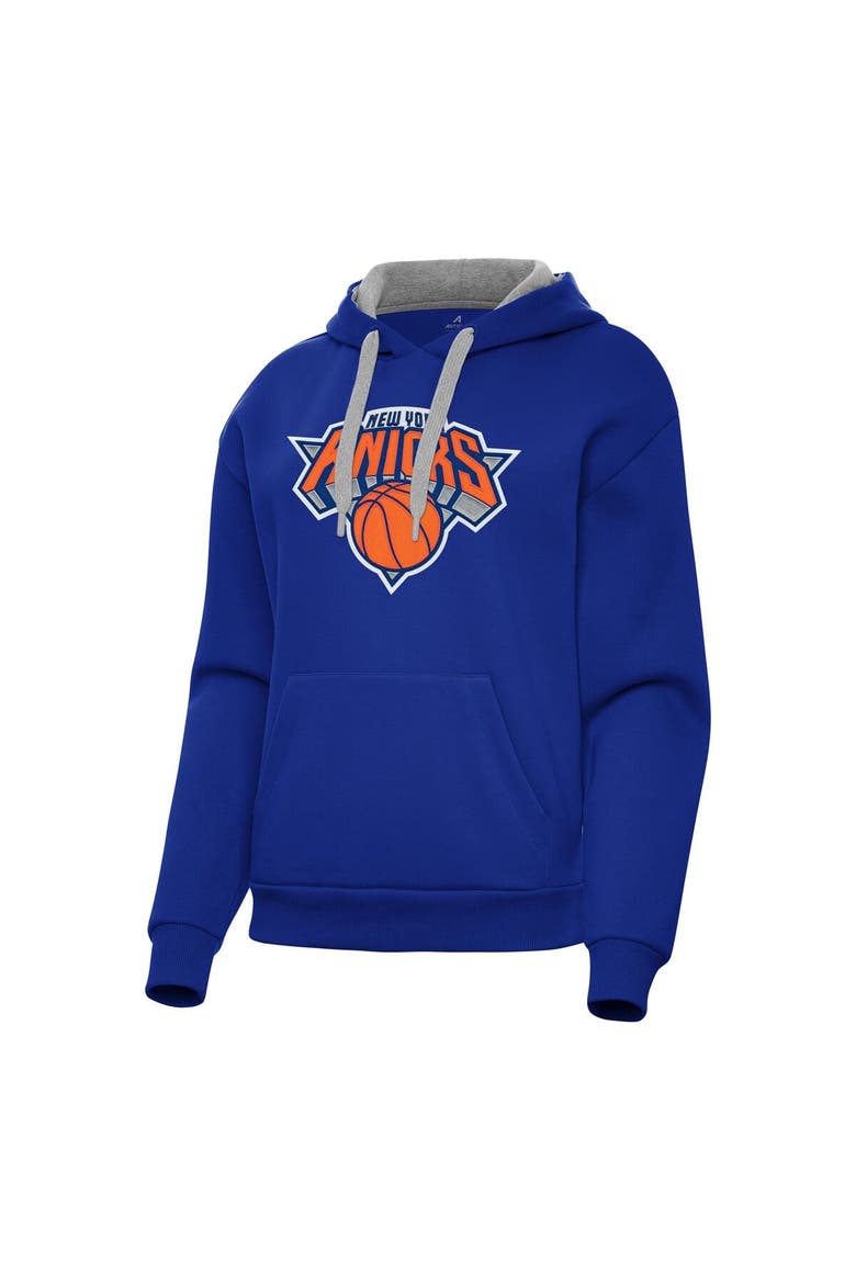 Women's Antigua Royal New York Knicks Victory Pullover Hoodie, Main, color, Royal