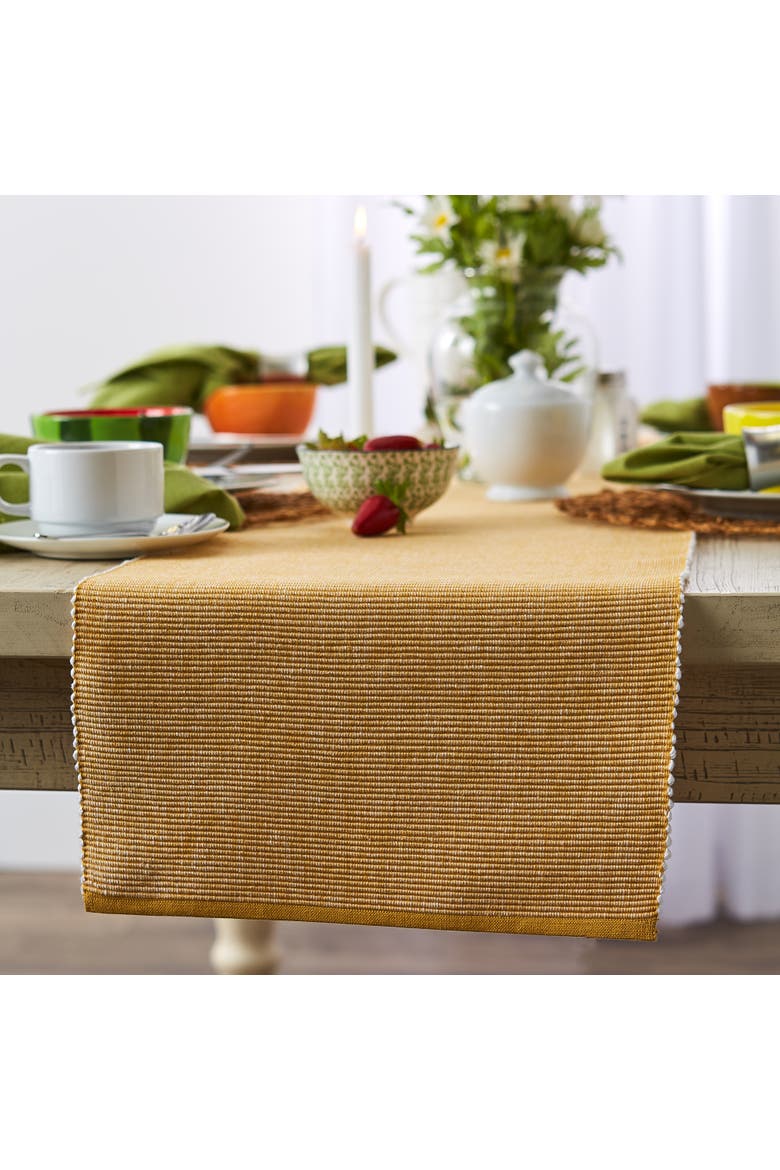 Two Tone Ribbed Table Runner, Alternate, color, Honey Gold