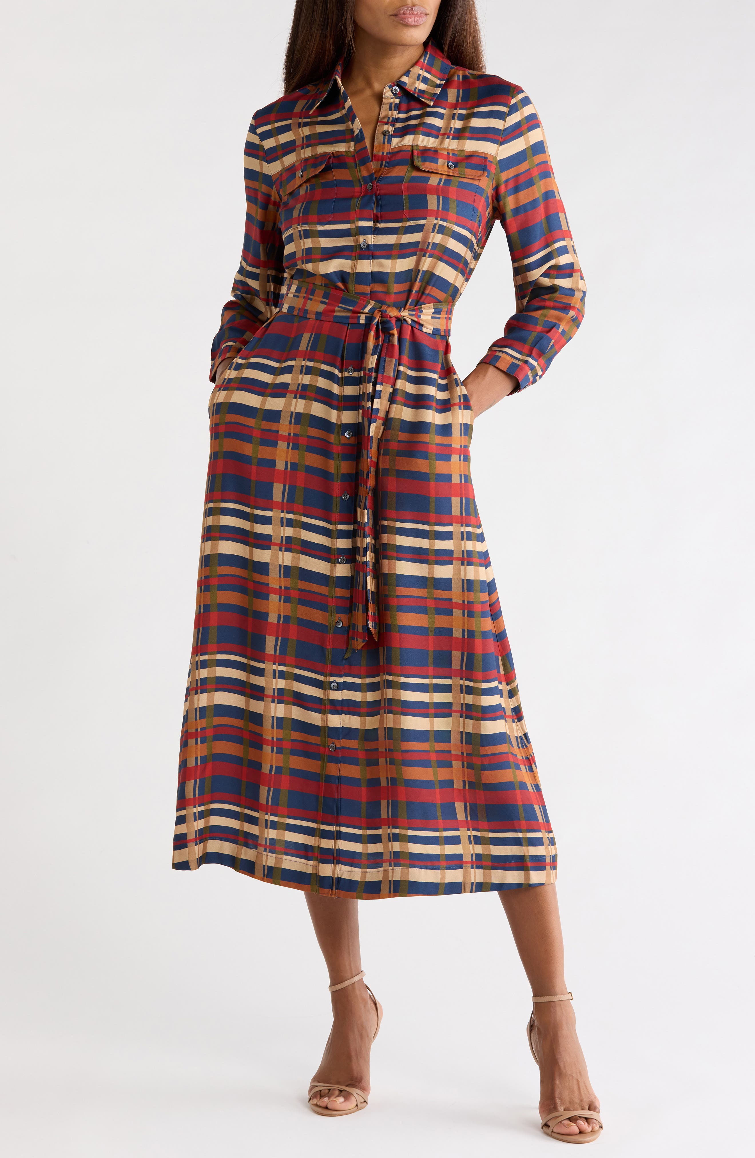 Freda Silk Blend Midi Shirtdress