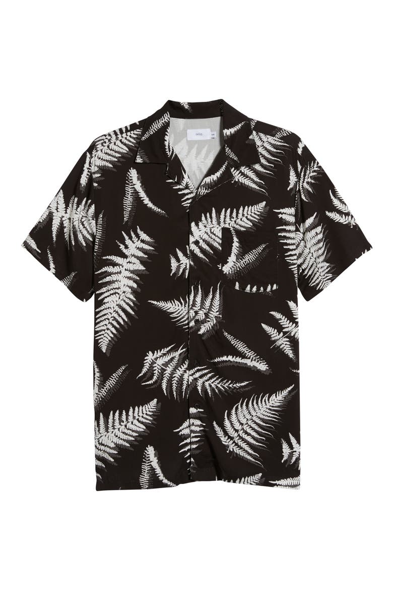 Fern Leaves Vacation Shirt, Alternate, color, BLACK