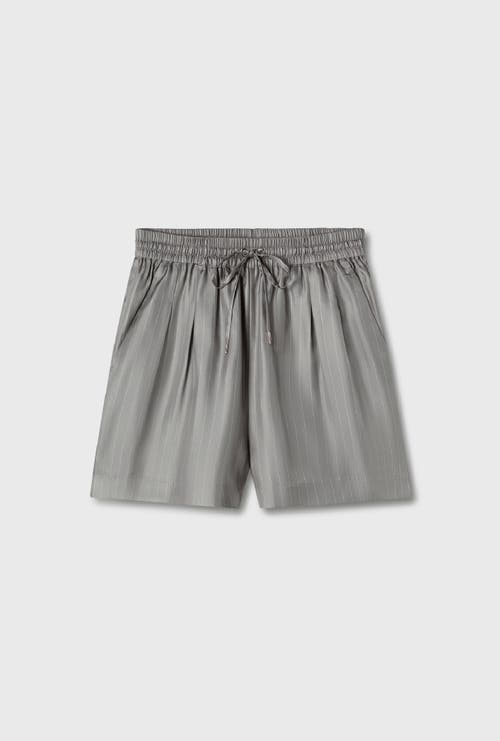 Silk Laundry Twill Slouch Shorts Moon Pinstripe In Moon Pinstripe