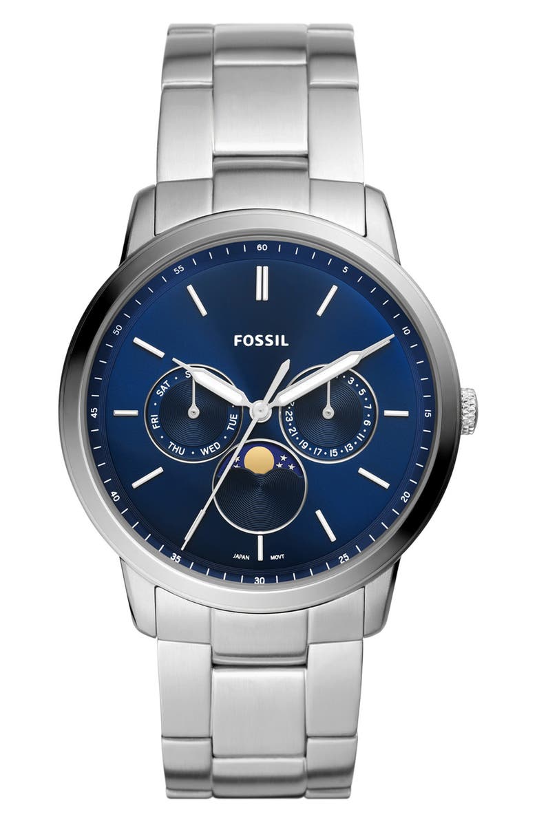 Fossil Neutra Minimalist Moonphase Bracelet Watch, 42mm, Main, color,