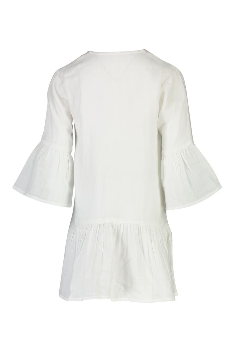 Fluted Organic Cotton Cover-Up Caftan, Alternate, color, WHITE