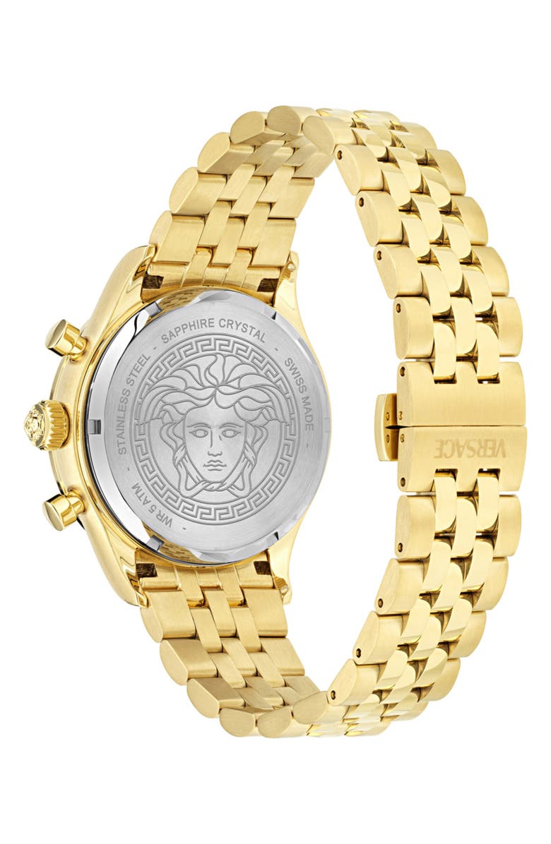 Versace Hellenyium Bracelet Chronograph Watch, 40mm, Alternate, color, Gold