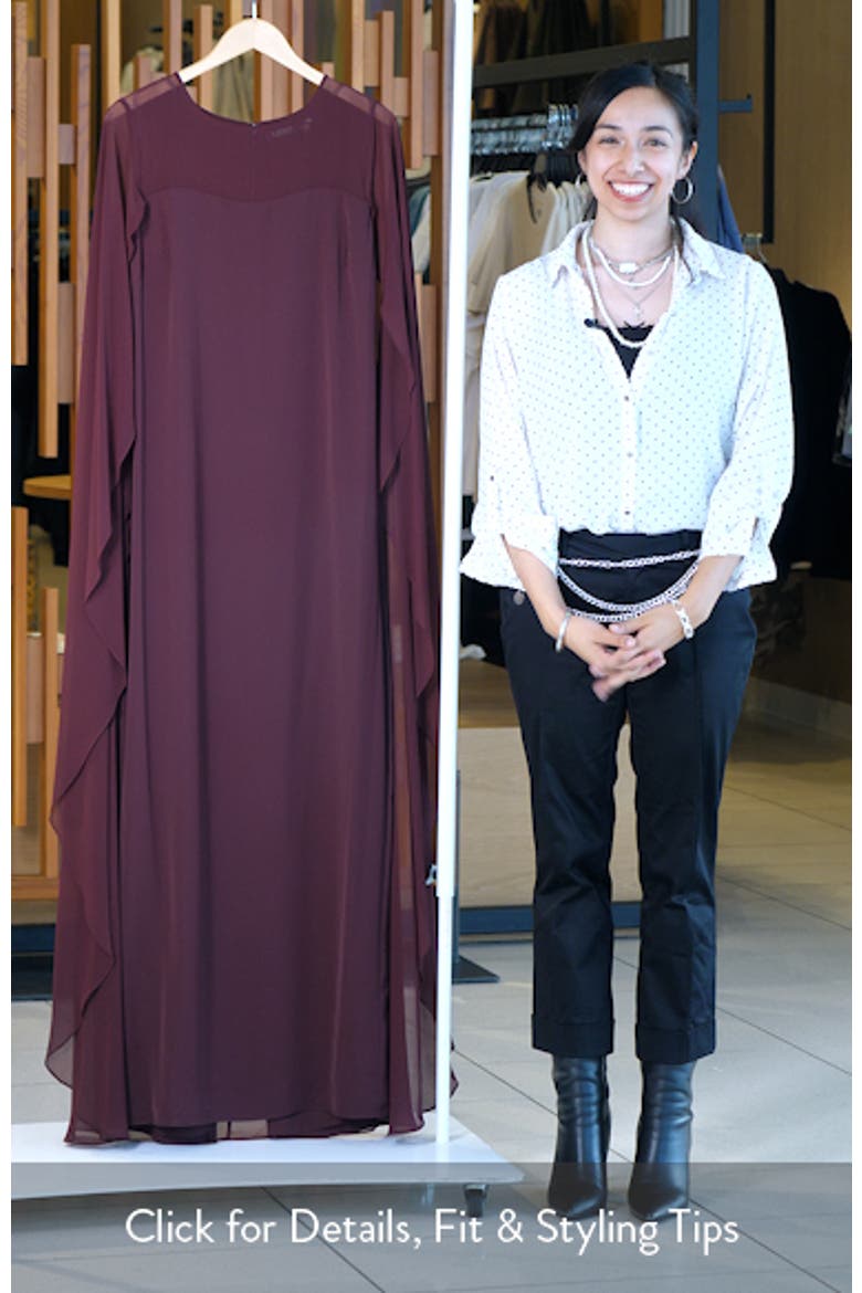 Sheer Cape Georgette Column Gown video