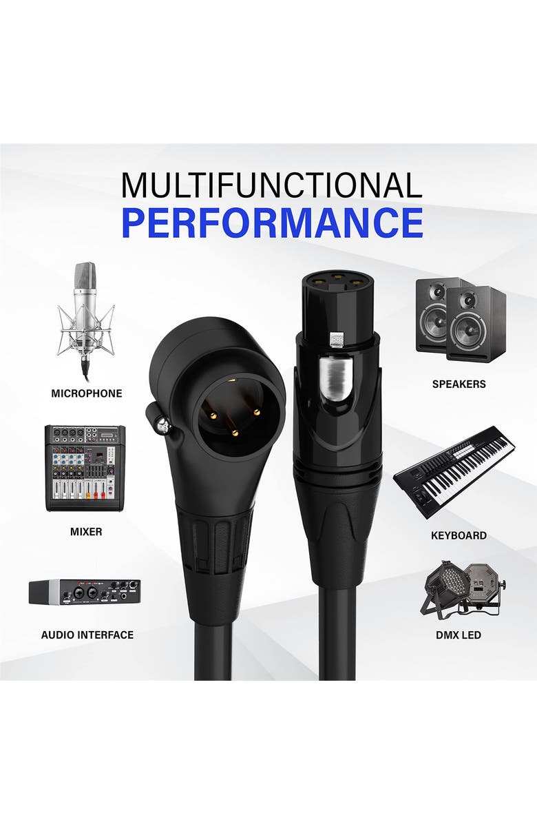Lyxpro 1.5 ft Right Angle XLR Cable, Male to Female, 3 Pin Microphone Cable, Alternate, color, Black