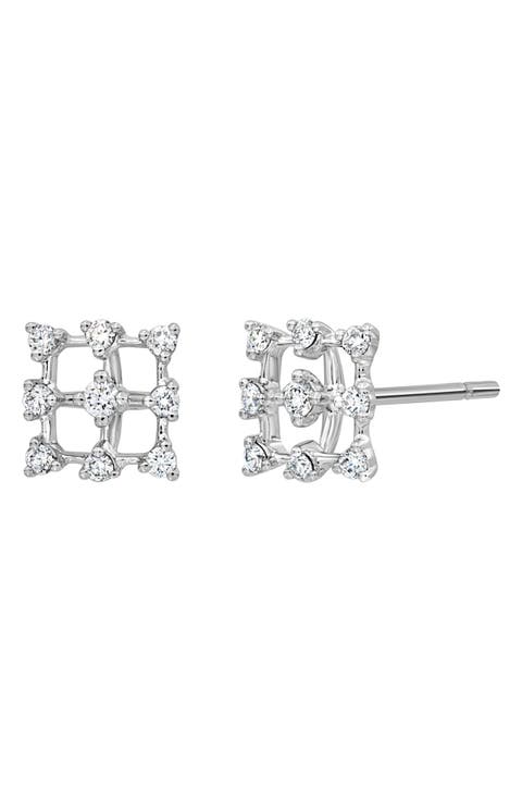 Liora 18K White Gold Diamond Lattice Stud Earrings - 0.20ct. (Nordstrom Exclusive)
