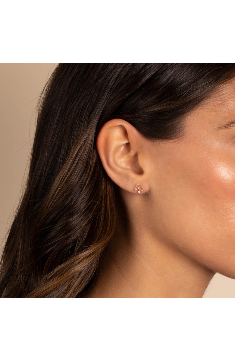 BY ADINA EDEN Double CZ Bow Tie Stud Earring 14K, Alternate, color, 