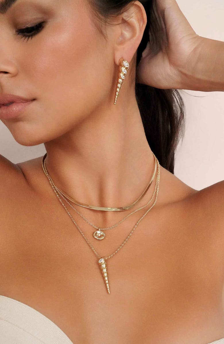 Ettika Saint Tropez Shell Charm Layered Necklace, Alternate, color, Gold
