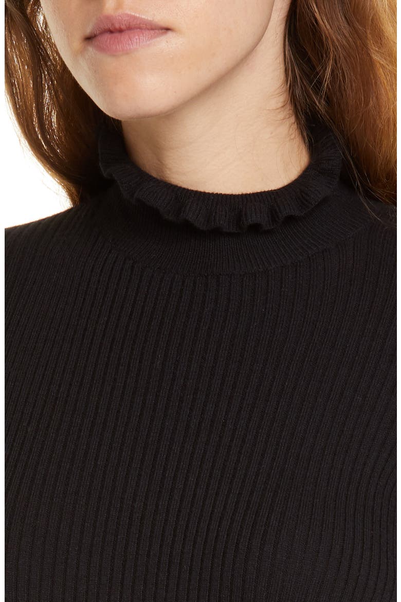 Ruffle Neck Sweater, Alternate, color, NOIR