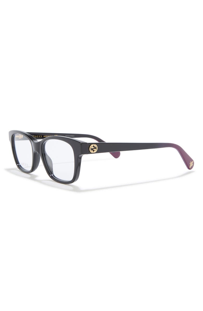 Gucci 49mm Square Optical Glasses, Alternate, color, Black
