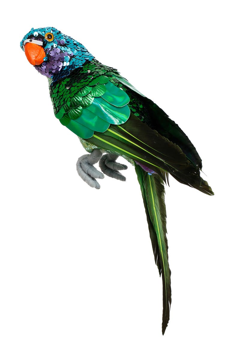 Sequined Parrot Decor, Small , Set of 6, Main, color, Green