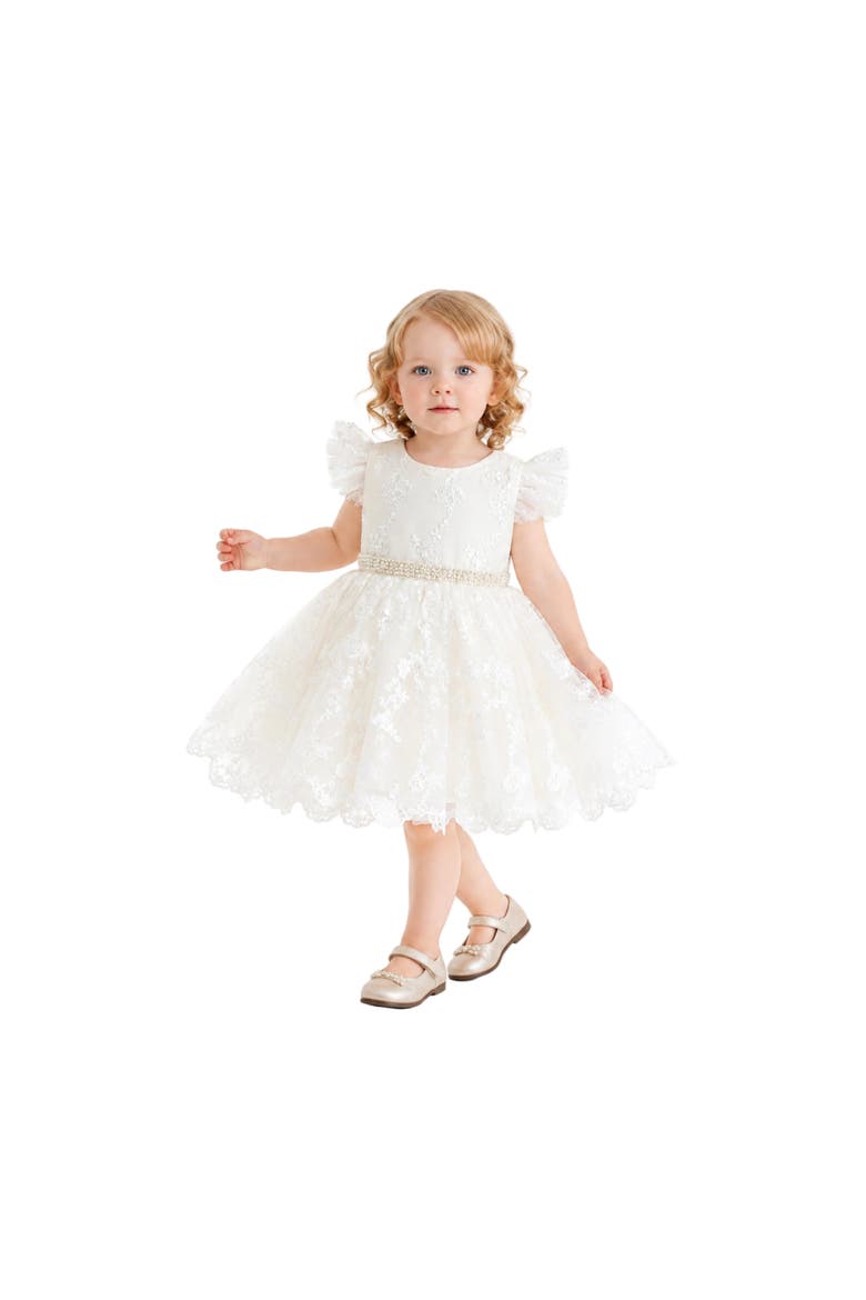 Anavelle Lace Pearl Dress, Alternate, color, Ivory