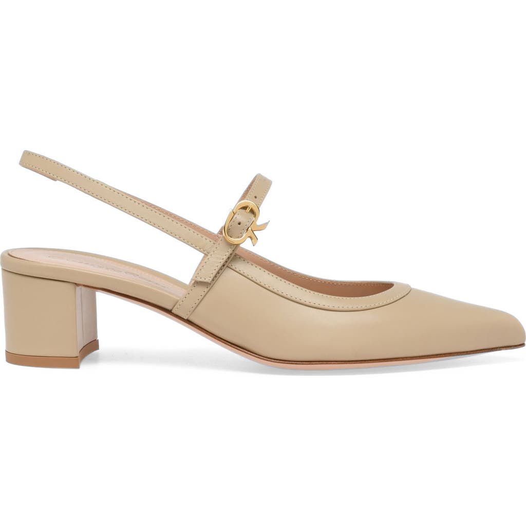 Gianvito Rossi Allette Pump in Beige Calf Leather at Nordstrom, Size 37
