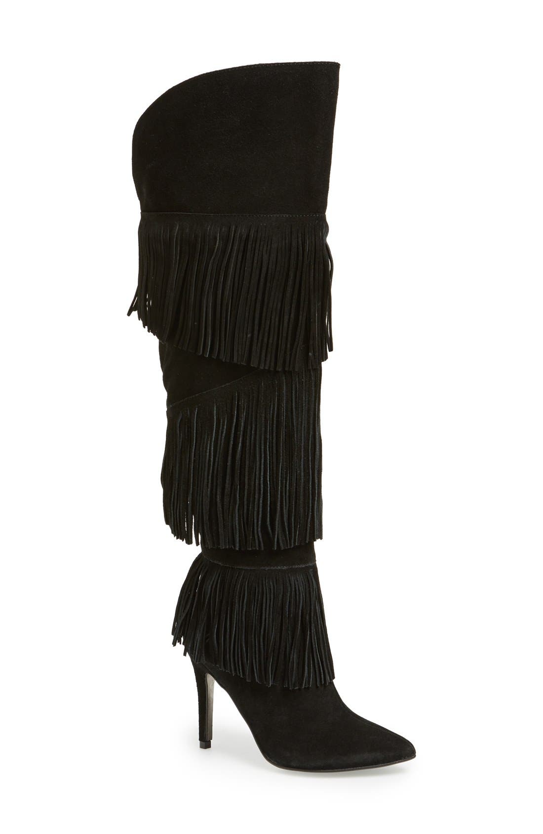 Kristin Cavallari 'Chance' Over the Knee Fringe Boot, Main, color, 
