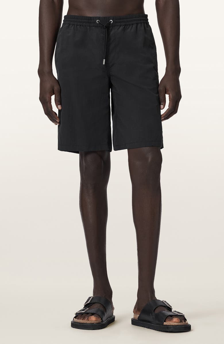 AllSaints Pier Swim Trunks, Main, color, Jet Black