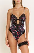 Honeydew Garden of Eden Lace Trim Satin Bodysuit
Garter Set