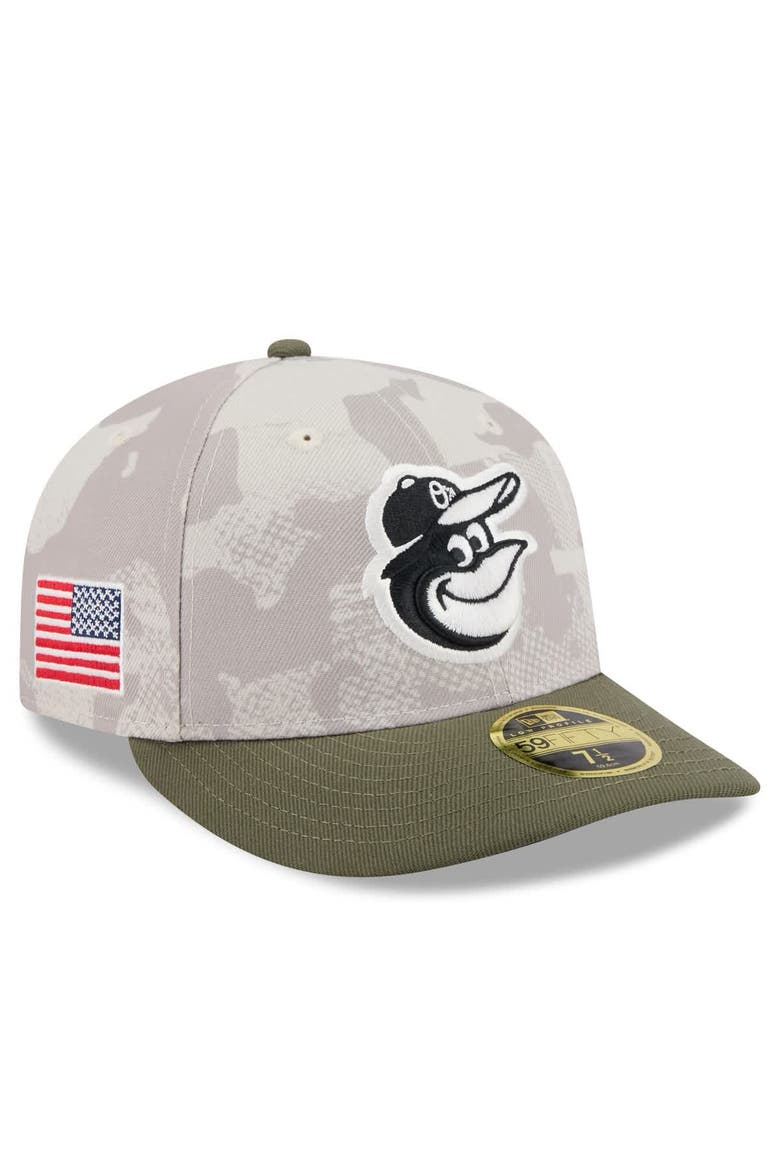 Men's New Era Light Beige/Olive Baltimore Orioles 2025 Armed Forces Day Low Profile 59FIFTY Fitted Hat, Alternate, color, Light Beige