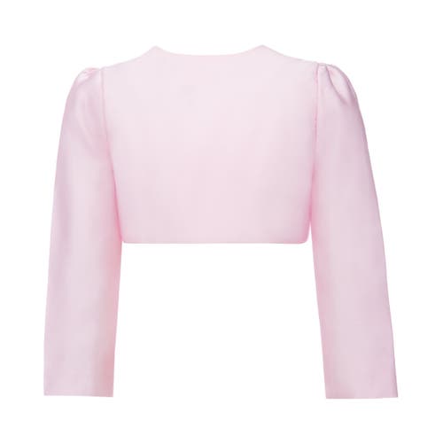 Tulleen Cropped Satin Cardigan In Blush