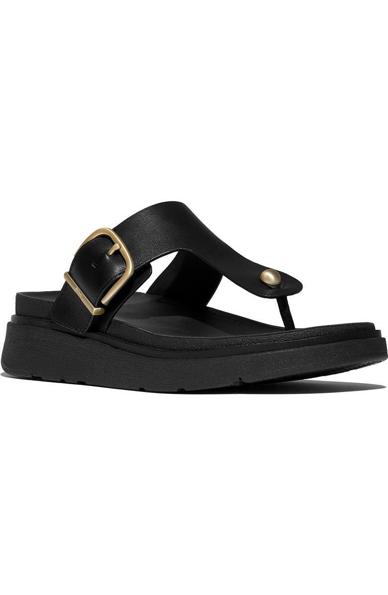 FitFlop Gen-FF Buckle lea Toe-Post, Main, color, Black