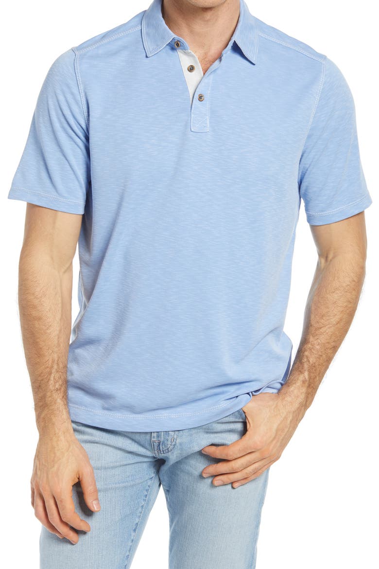 Slub Men's Polo, Main, color, LIGHT BLUE