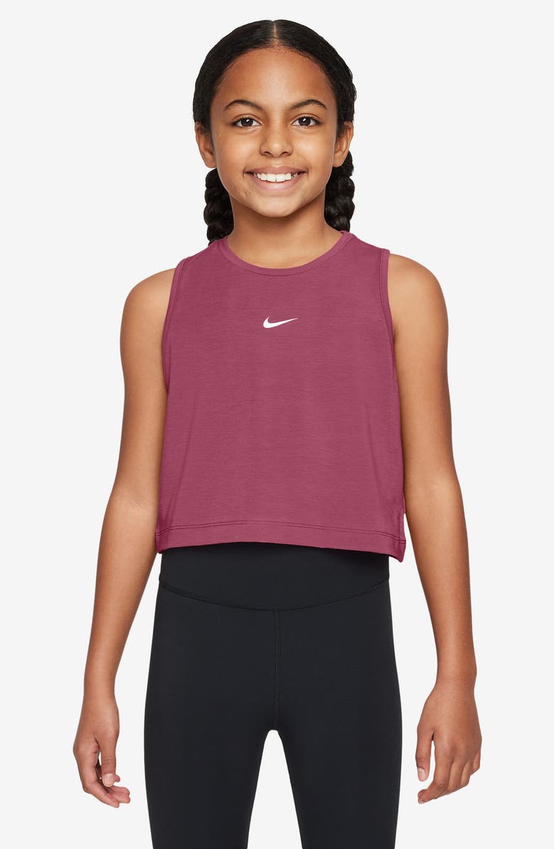 Nike Kids' Dri-FIT Pro Tank Top, Main, color, Sweet Beet/ White