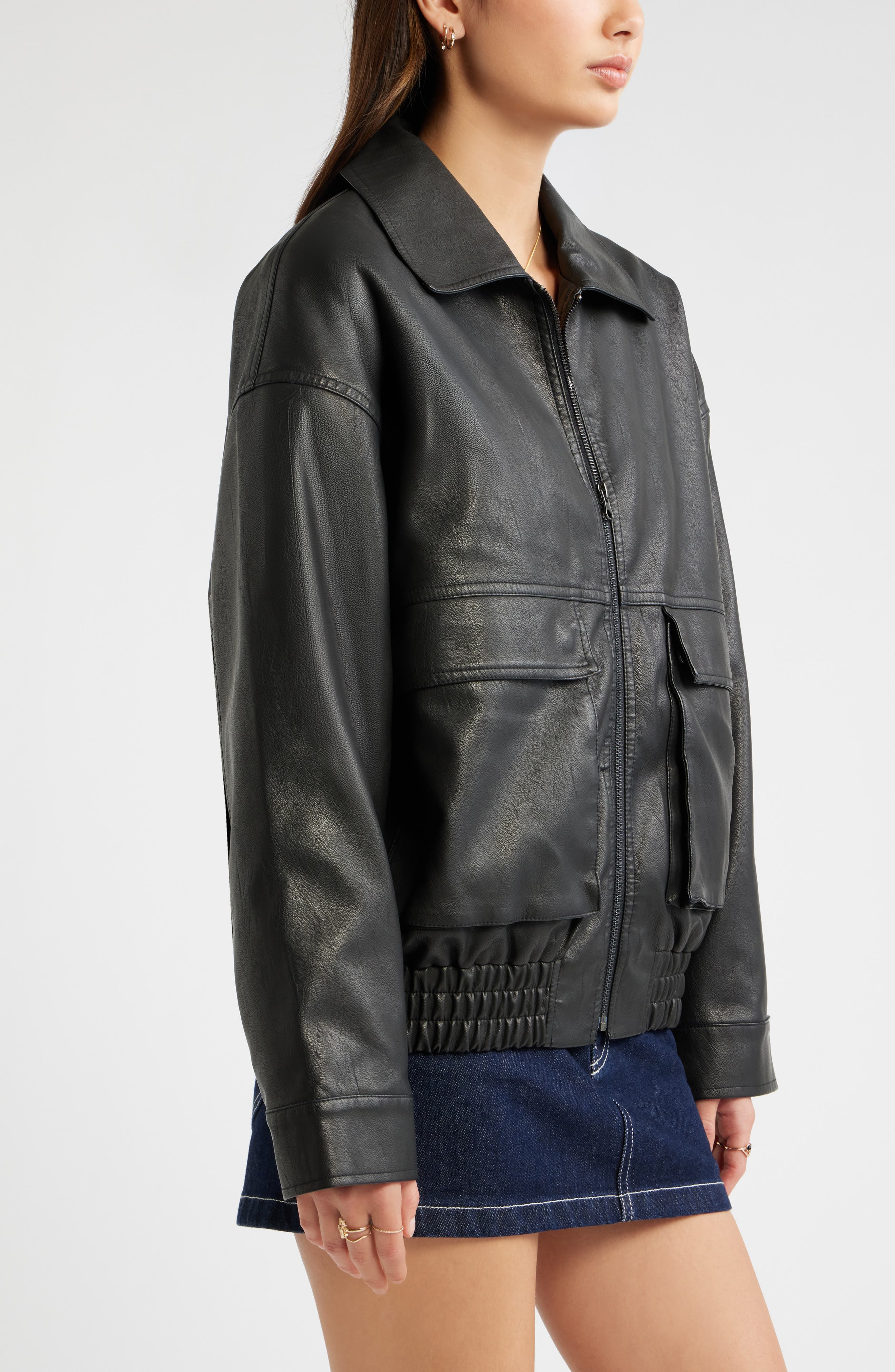 Женские куртки BP. Relaxed Faux Leather Jacket — фото 4