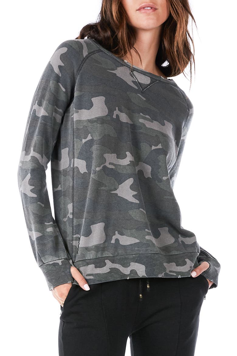 Distressed Camo Sweatshirt, Main, color, ARMY CAMO