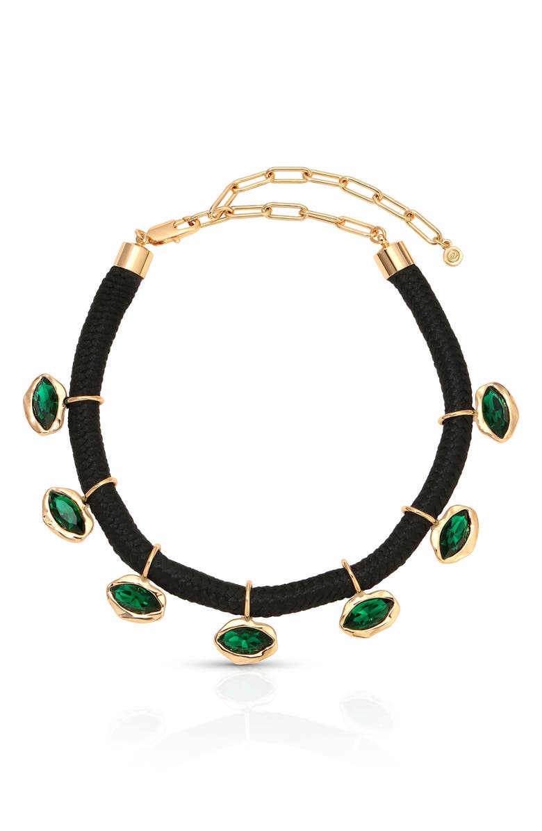 Ettika Midnight Luxe Crystal Choker Necklace, Main, color, Green