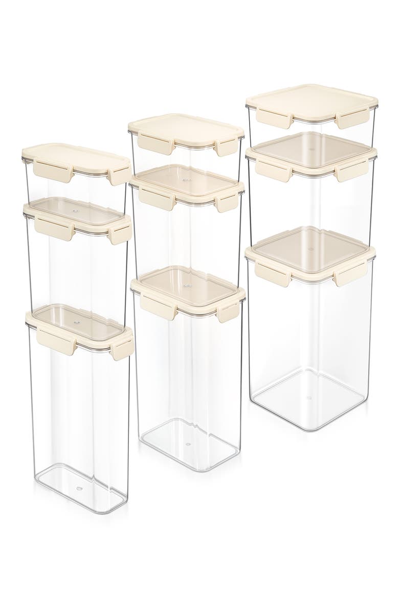 9-Pack Reusable Snap Lid Airtight Food Storage Container Set, Main, color, NO COLOR