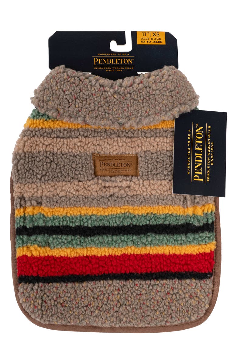 Pendleton Vintage Camp Fleece Dog Coat, Alternate, color, Mineral Umber