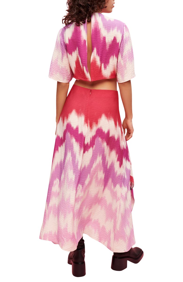 maje Ritiela Print Cutout Maxi Dress, Alternate, color, Tie Dye Fuchsia