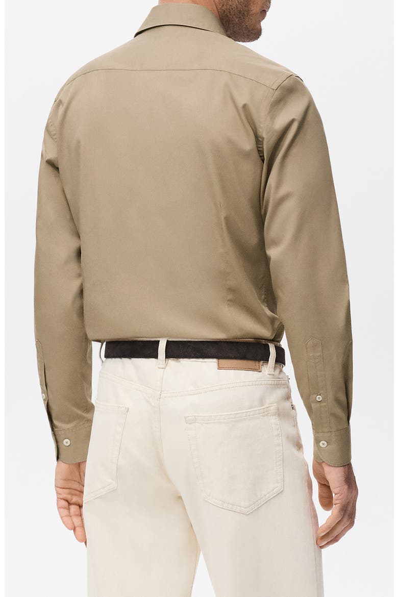 Slim Fit Cotton & Lyocell Button-Up Shirt, Alternate, color, BROWN