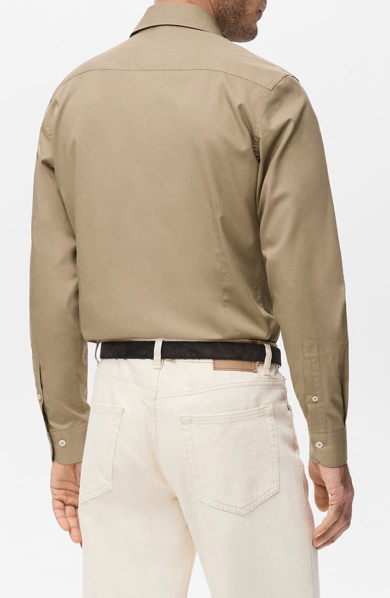 MANGO Slim Fit Cotton & Lyocell Button-Up Shirt, Alternate, color, Brown